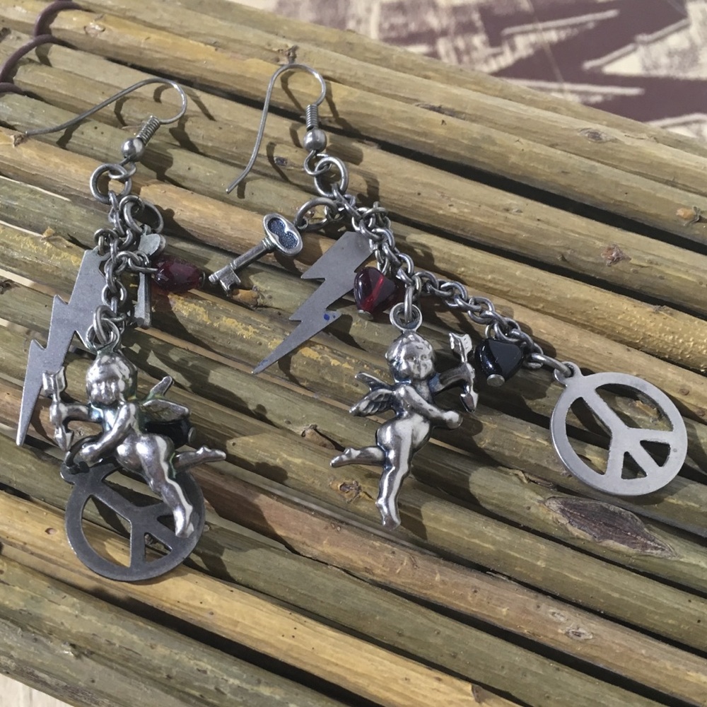 Handmade cherub charm earrings